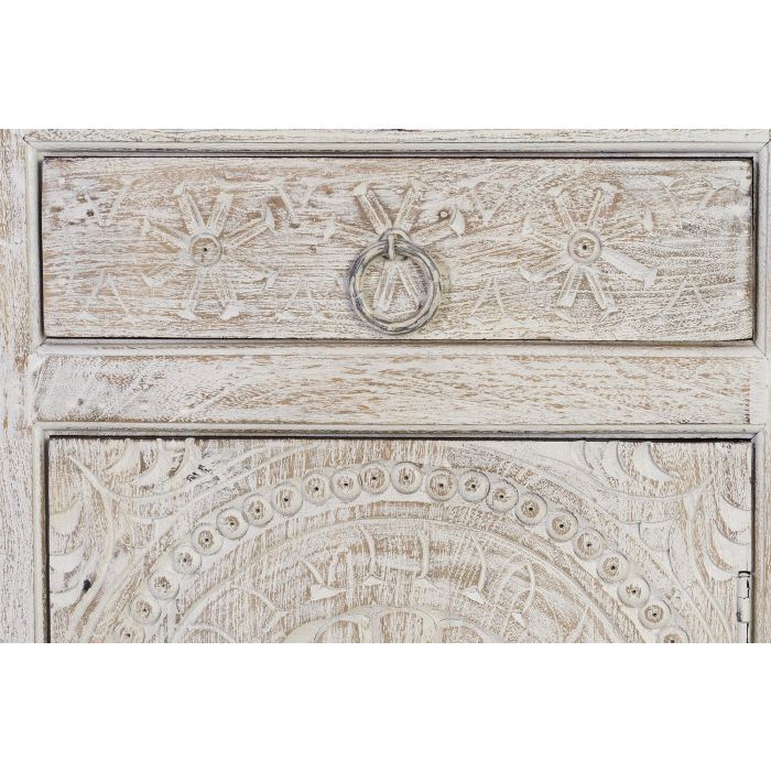 GINER Y COLOMER - Buffet 3 portes et 3 tiroirs en bois de manguier massif, finition blanc vieilli antique, dimensions 90 x 150 x 40 cm 4 GINER Y COLOMER - Buffet 3 portes et 3 tiroirs en bois de manguier massif, finition blanc vieilli antique, dimensions 90 x 150 x 40 cm 4