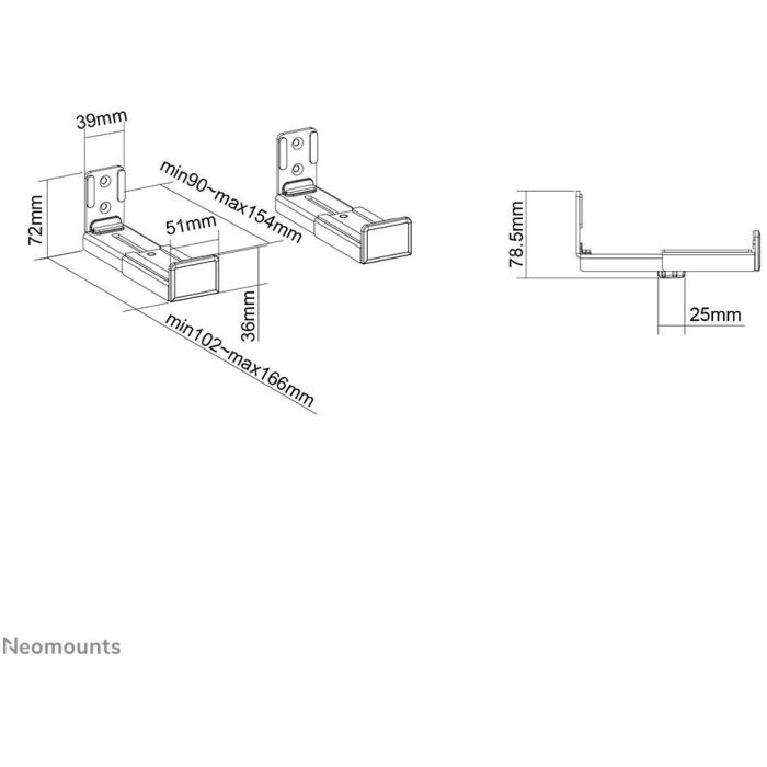 Universelle Soundbar Halterung. tiefenverstellbar (9-15.4 cm) 15KG AWL29-550BL1 Neomounts 7