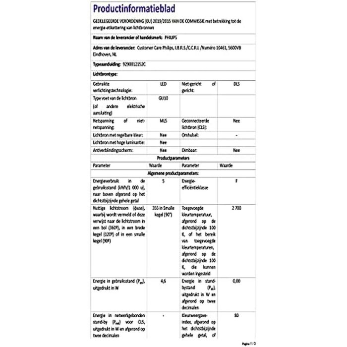 Lampe LED Philips 4,6 W GU10 Blanc F (2700 K) 4