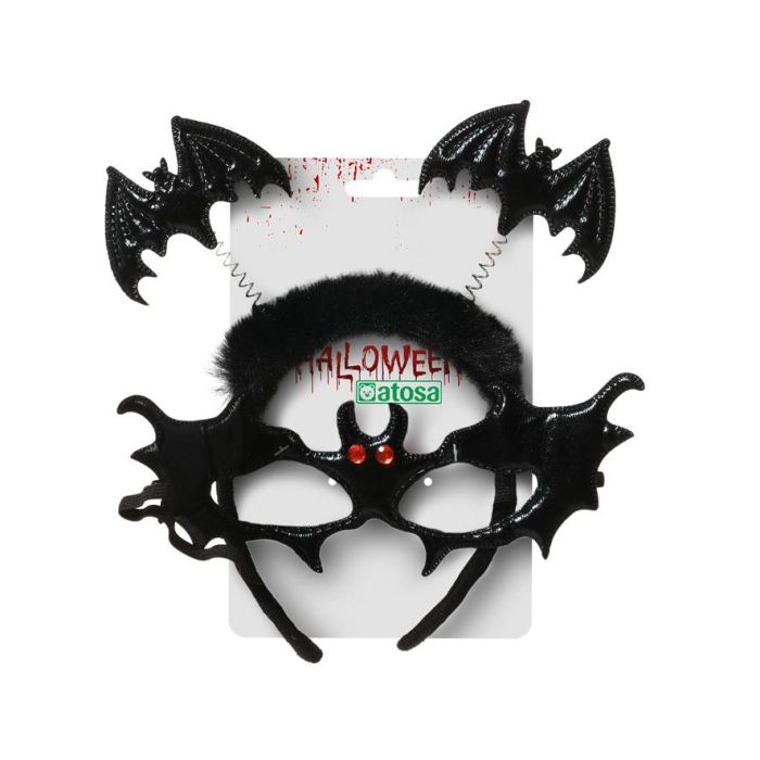 Set Accessoire Halloween Masque Noir et Antennes avec Forme de Chauves-souris pour Costume Femme Vampire ou Démon Nocturne