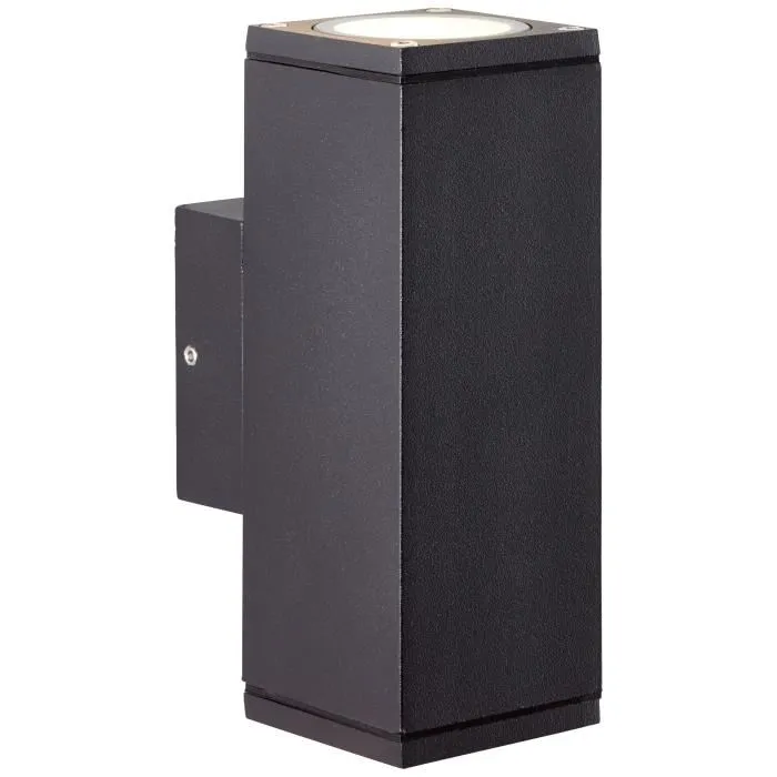 Brilliant HALLY Applique Murale Extérieure en Métal et Verre Anthracite, 2x GU10 LED 10W, IP44