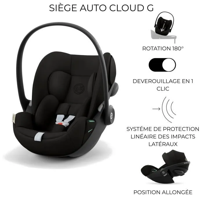 Cybex Poussette EOS PLUS + Cloud G Trio : Poussette convertible, siège auto extensible nouveau-né, nacelle convertible en siège 5