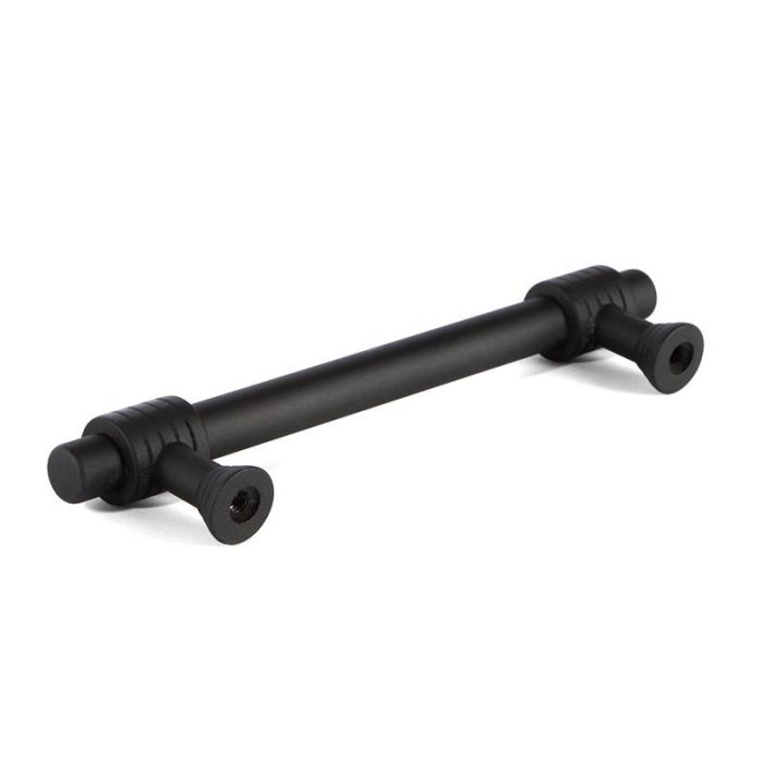 Tirador Zamak Modelo Bru Acabados Negro Y Cuero Acabado Negro Herrajes Alk 1