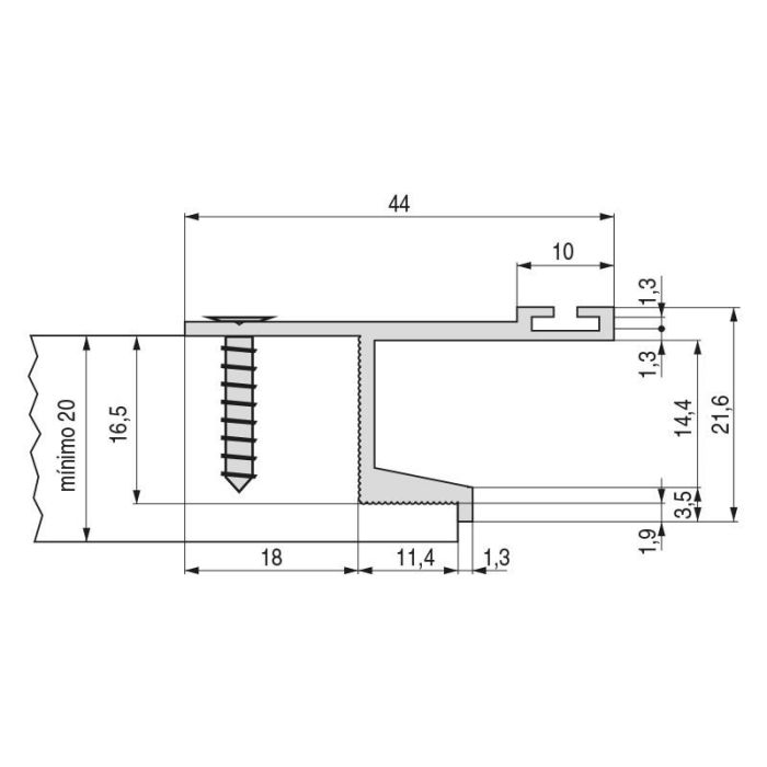 Perfil Tirador Alum.Calas 44Mm 2,60 Efecto Inox Herrajes Alk (Set de 2) 1