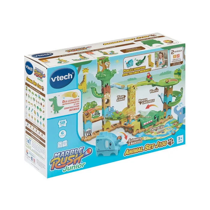 VTech Marble Rush Junior Animal Set J100 - Circuit de billes avec 3 animaux à construire - Multicolore - Pour enfants 3 ans et plus - Version française VTech Marble Rush Junior Animal Set J100 - Circuit de billes avec 3 animaux à construire - Multicolore - Pour enfants 3 ans et plus - Version française
