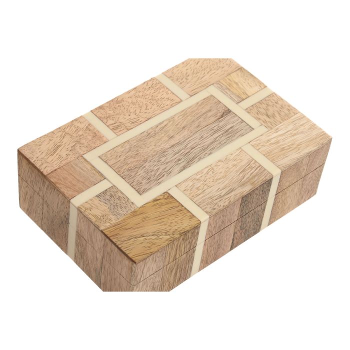 Boîte à bijoux Home ESPRIT Blanc Naturel Résine Bois de manguier 18 x 13 x 7,5 cm (2 Pièces) 2