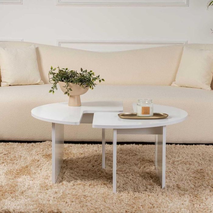 Table Basse Blanc 90 x 41 x 90 cm 7 Table Basse Blanc 90 x 41 x 90 cm 7