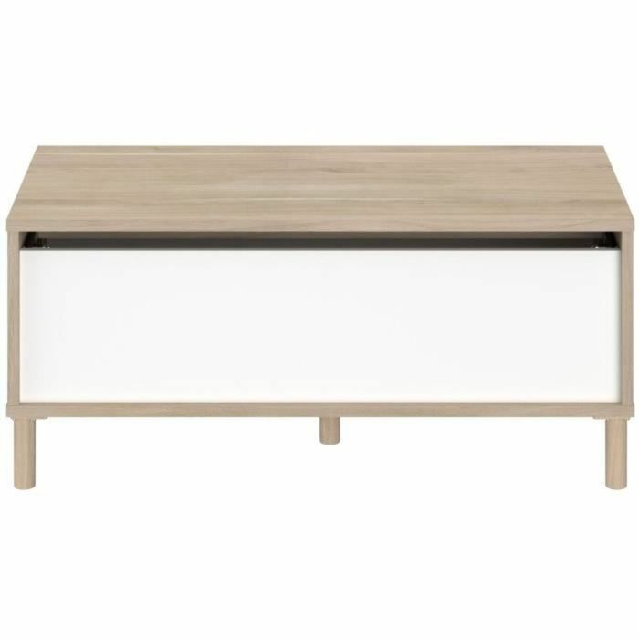 Parisot Table basse relevable MORPHOS, Rectangulaire, Blanc/Chêne, L 100 x P 50 x H 43,6 cm - MORPHOS0400TABA