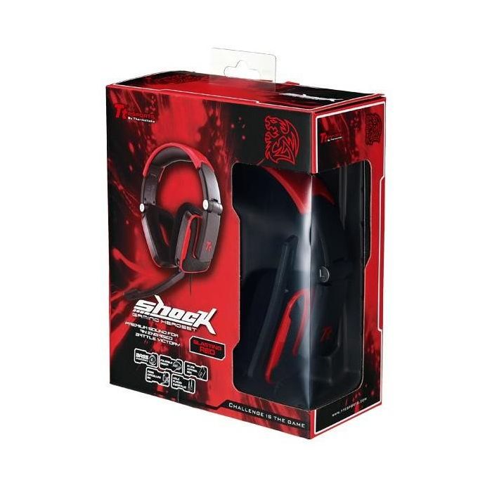 Thermaltake Tt eSPORTS Shock Casque Gaming Filaire avec Microphone Démontable, Noir et Rouge, Réponse 20-2000 Hz, 3.5 mm