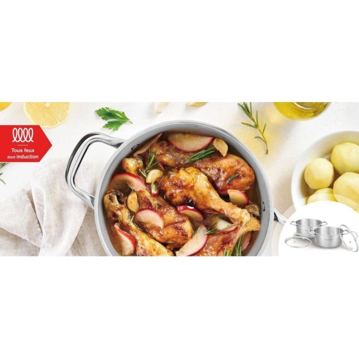 Set de 2 marmites - Tous feux dont induction - ARTHUR MARTIN - AM0155 - Acier inoxydable - Ø 24-28 cm + couvercle en verre - Inox 2 Set de 2 marmites - Tous feux dont induction - ARTHUR MARTIN - AM0155 - Acier inoxydable - Ø 24-28 cm + couvercle en verre - Inox 2