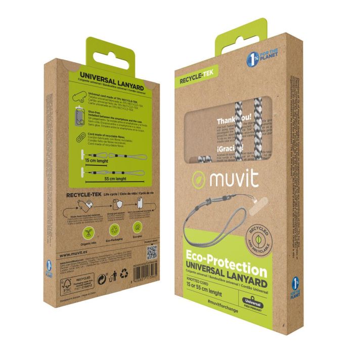 Cordon pour téléphone mobile Muvit for Change Noir Blanc 1