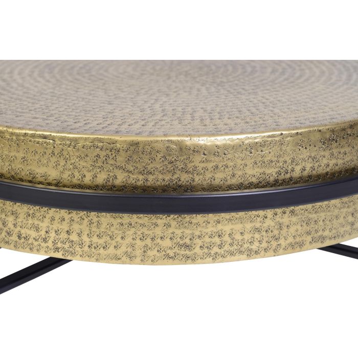 GINER Y COLOMER Table basse ronde en bronze et métal noir, diamètre 81 cm, pièce artisanale avec tapa travaillée à la main 2