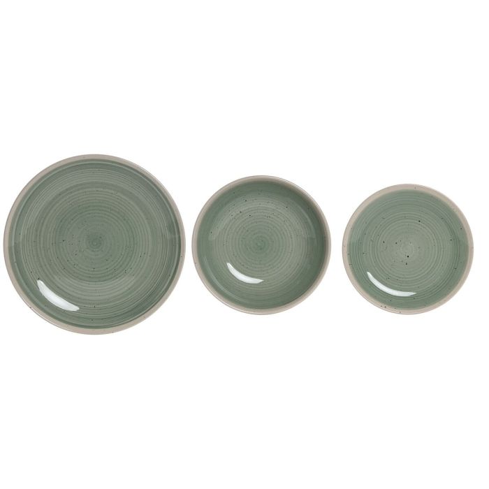 Assiettes Home ESPRIT Blanc Vert Grès 18 Pièces 1