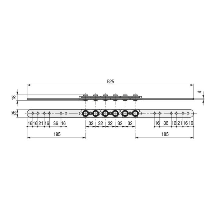 Articulacion Plana Larga 525Mm 6-Nudos Q&Q 1