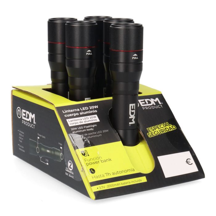 Lampe Torche EDM 36445 20 W 1800 Lm Power Bank Rechargeable 2