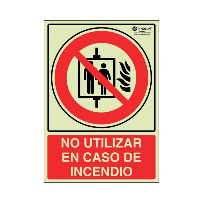Señal 7025 Plast.297X210''No.Ut.Inc.''Lum (Ascensor)No Utilzar En Caso De Incendio Duver 1
