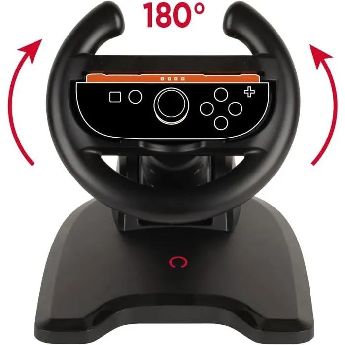 Konix Volant de Course avec Ventouse pour Joy-Con Nintendo Switch 1 et 2 - Compatible Mario Kart World - Confortable, Compact et Pliable - Noir