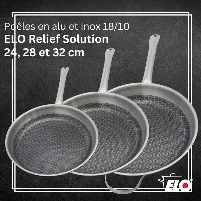 Set de 3 poeles a induction - ELO - Relief Solutions - Inox 18/10 ELODUR Select antiadhésives - Ø 24-28-32 cm 1 Set de 3 poeles a induction - ELO - Relief Solutions - Inox 18/10 ELODUR Select antiadhésives - Ø 24-28-32 cm 1