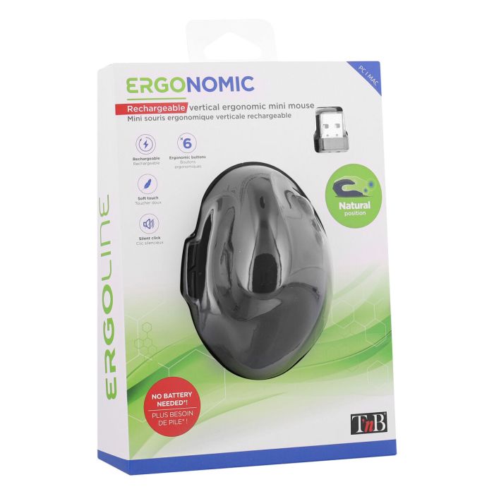 Souris Optique Ergonomique T'NB Ergo Line Noir 1600 dpi 2 Souris Optique Ergonomique T'NB Ergo Line Noir 1600 dpi 2