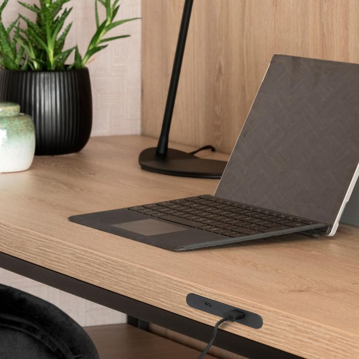 Emuca Connecteur USB A+C Linky (81x12mm), 5V DC 2A (10W), Plastique noir, Plastique 5