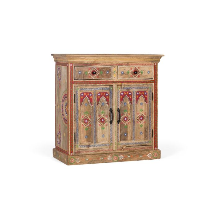GINER Y COLOMER Buffet en bois de manguier avec 2 tiroirs et 2 portes, peint à la main, meuble d'artisanat unique 1 GINER Y COLOMER Buffet en bois de manguier avec 2 tiroirs et 2 portes, peint à la main, meuble d'artisanat unique 1