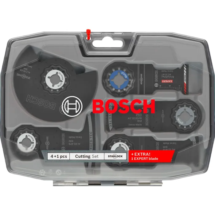 Bosch Professional Coffret de Lames Cutting Oscillantes - 5 Pièces pour Outils Multifonctions - Coupes dans Bois Clouté, Acier, Plaques de Plâtre