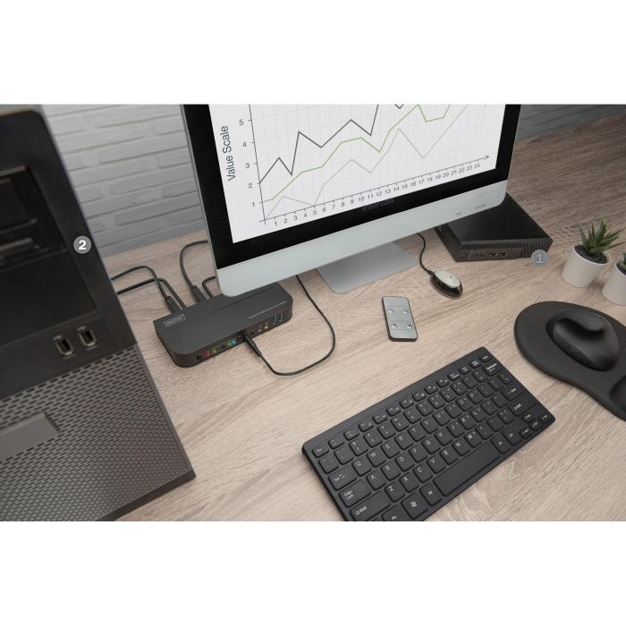 Digitus DS-12850 KVM-Switch 2-Port 4K/60Hz 2x DP > 1x DP/HDMI 2