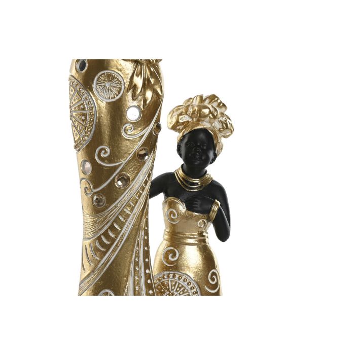 Figurine Décorative Home ESPRIT Blanc Noir Doré Africaine 10 x 7 x 31 cm (2 Unités)