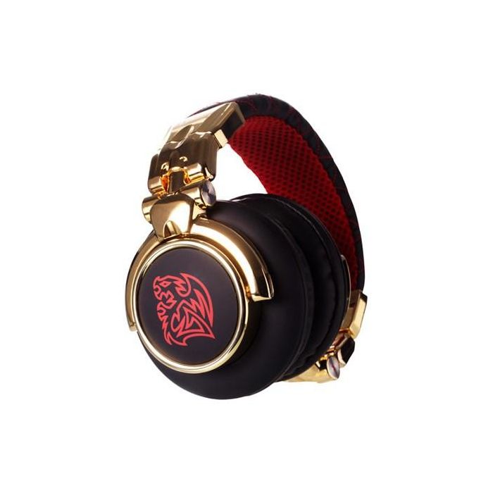 Thermaltake TteSPORTS DRACCO Signature - Casque gaming supra-aural avec micro filaire (Noir/Rouge/Doré, câble 3.5mm amovible 1.5m)