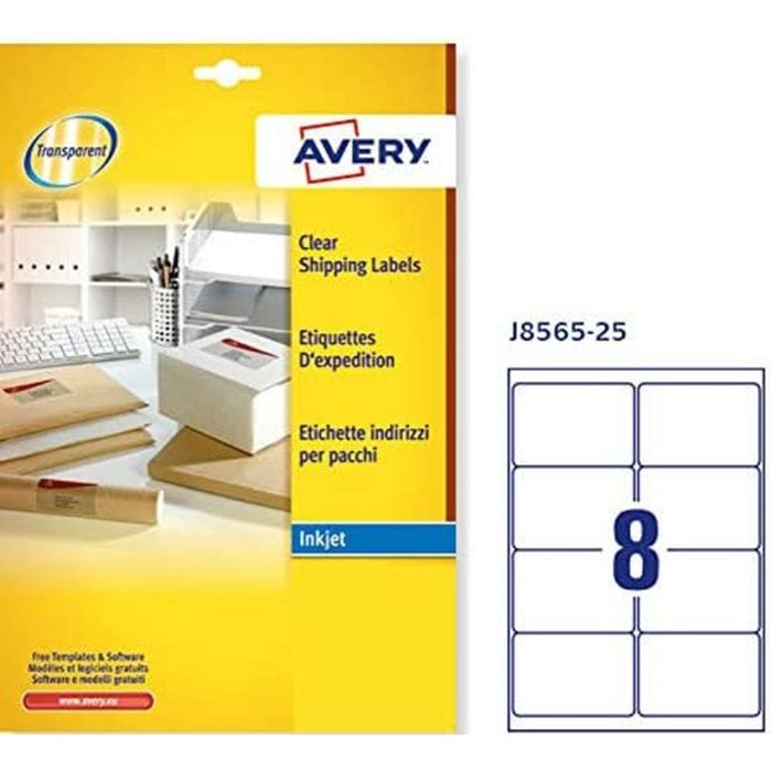 Étiquettes adhésives Avery 99,1 x 67,7 mm Transparent 1