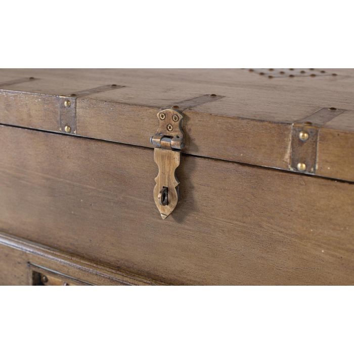 GINER Y COLOMER Buffet coffre en bois de manguier massif avec tige abattante et tiroir, style rustique industriel - 99 x 63 x H 74 cm (H totale avec pates 85 cm) 3