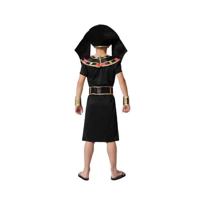 Déguisement d'Égyptien Pharaon pour Garçon 3-4 Ans Noir - Costume de Fête pour Enfant avec Tunique, Accessoire de Tête, Ceinture et Bracelets
