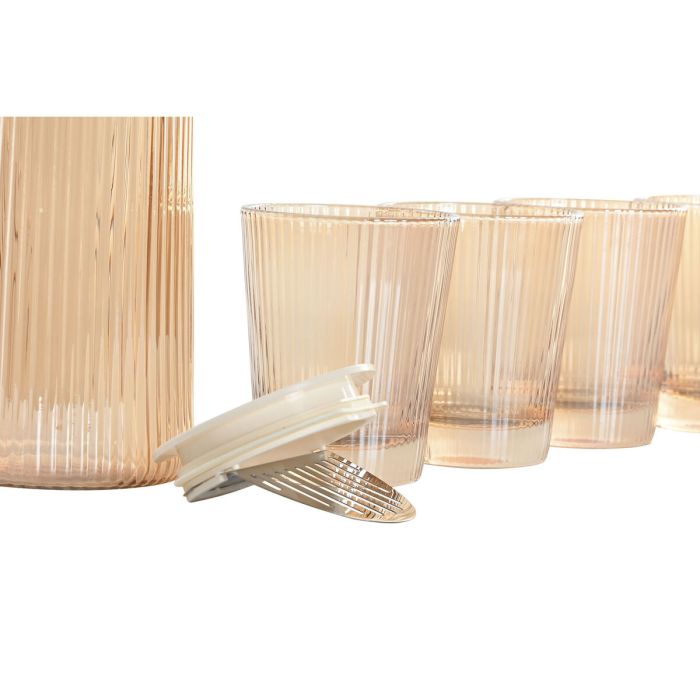Set de pichets avec verres Home ESPRIT Ambre Verre Borosilicaté 1,25 L 2
