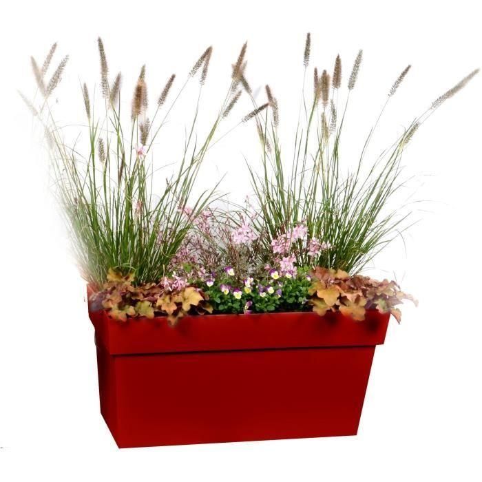 EDA Jardiniere avec roulettes Toscane - 79 x 35 x H 39 cm - 74 L - Rouge rubis 2 EDA Jardiniere avec roulettes Toscane - 79 x 35 x H 39 cm - 74 L - Rouge rubis 2
