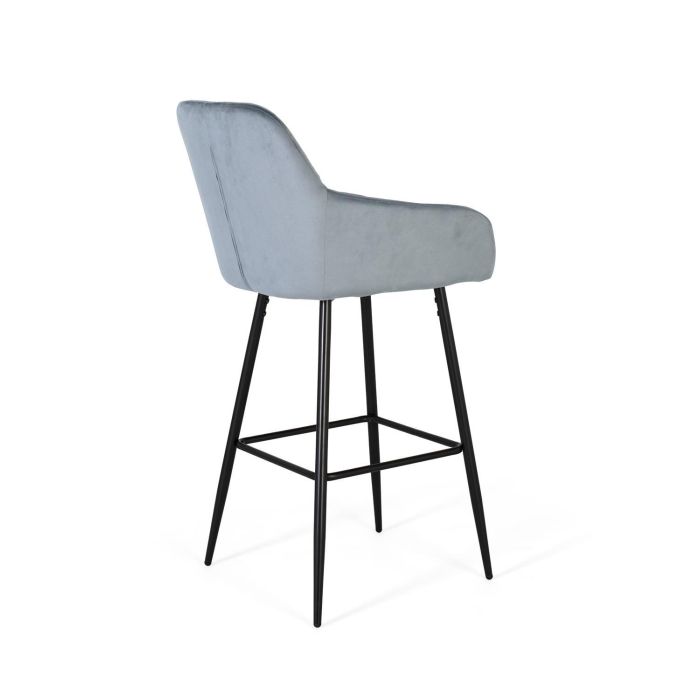 GINER Y COLOMER Lot de 2 tabourets de bar en velours bleu et métal noir, avec assise rembourrée, 69 cm de hauteur, nécessite un montage 2 GINER Y COLOMER Lot de 2 tabourets de bar en velours bleu et métal noir, avec assise rembourrée, 69 cm de hauteur, nécessite un montage 2