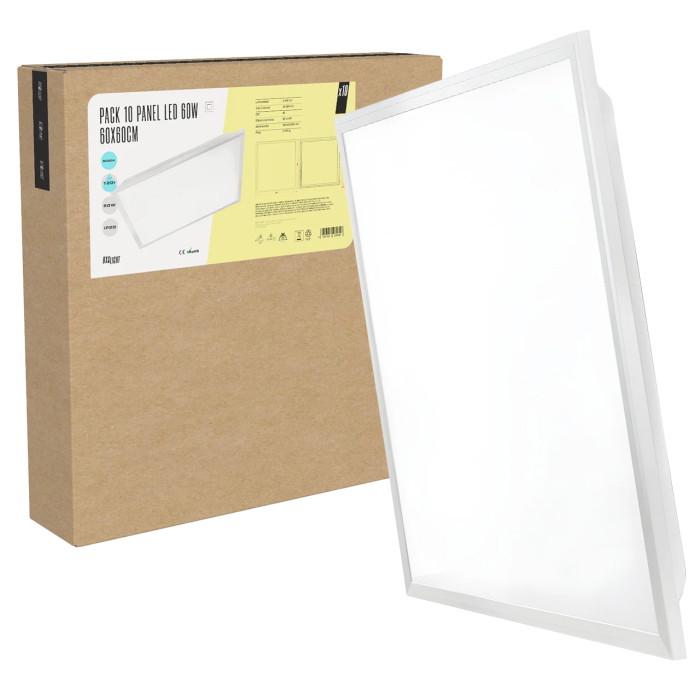 Pack de 10 Panneaux LED BX3-LPT-6060-60W-CW, 60W, 5400 Lm, 6000K, 60x60x3 cm, 40000h, pour Plafond Suspendu 600x600, Eclairage Professionnel Pack de 10 Panneaux LED BX3-LPT-6060-60W-CW, 60W, 5400 Lm, 6000K, 60x60x3 cm, 40000h, pour Plafond Suspendu 600x600, Eclairage Professionnel