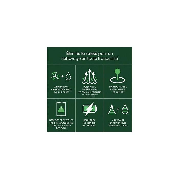 Aspirateur Robot Laveur - IROBOT Roomba 105 Combo - 2h - 7000 Pa - 400 ml - Blanc 1