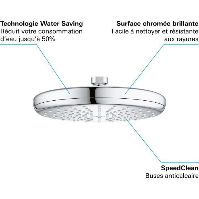 Douche de tete GROHE Vitalio Start 210 - jet unique - économie d'eau - raccord fileté 1/2 - 26415000 2
