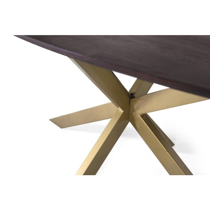 GINER Y COLOMER - Table de Salle à Manger Ovale en Bois d'Acacia et Métal Doré, Finition Noisetier, Design Araignée, 200 cm - Fonctionnelle et Élégante 3 GINER Y COLOMER - Table de Salle à Manger Ovale en Bois d'Acacia et Métal Doré, Finition Noisetier, Design Araignée, 200 cm - Fonctionnelle et Élégante 3