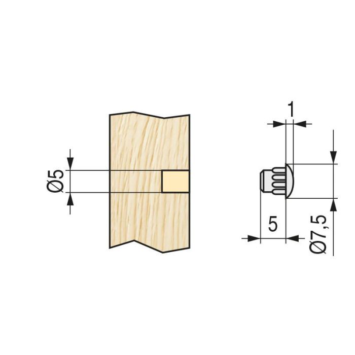 Tapa Mina Ag.5Mm Pino (500U) Herrajes Alk 1