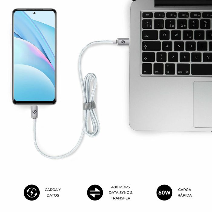Câble USB-C vers USB-C Subblim OPTIMUS Blanc 2 m 9