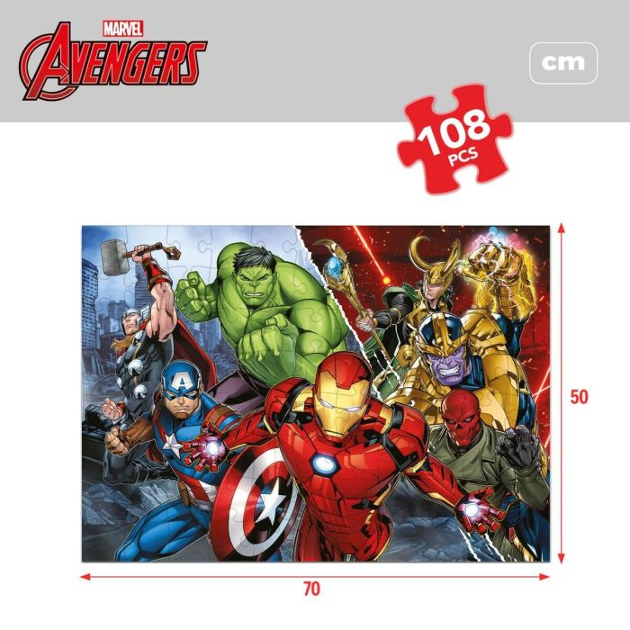 Puzzle Enfant The Avengers Double face 108 Pièces 70 x 1,5 x 50 cm (6 Unités) 1