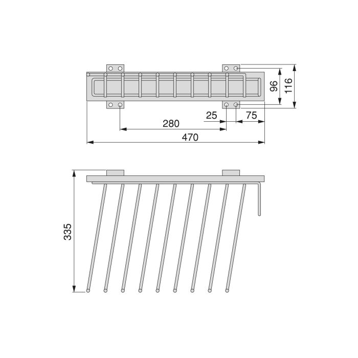 Emuca Porte-pantalons Self à montage latéral pour armoire, Droite, Chromé, Acier et Plastique et Aluminium. 6