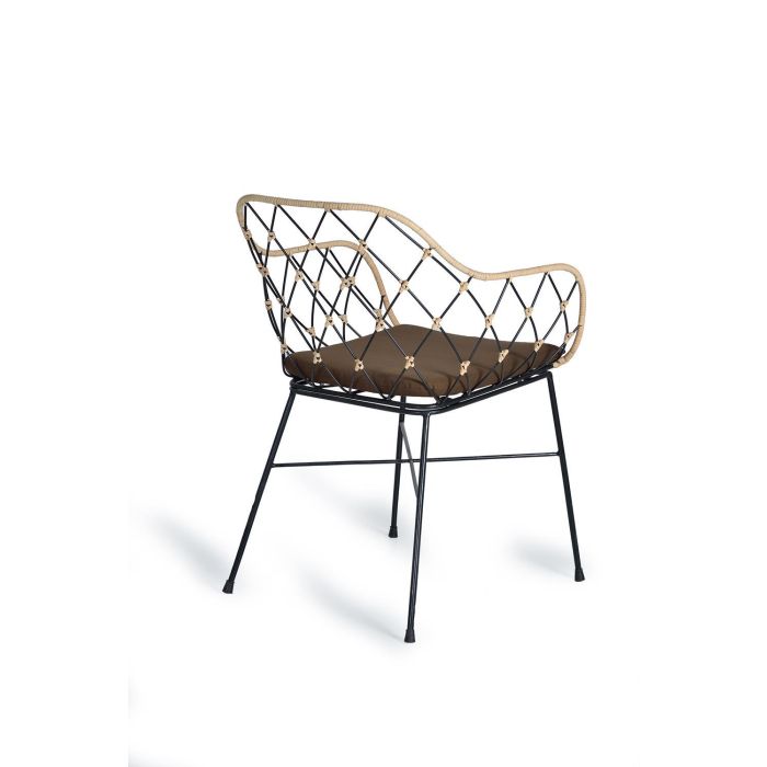 GINER Y COLOMER - Lot de 2 fauteuils en rotin naturel avec pieds en métal et coussins - Dimensions siège : 39 x 43 cm 2 GINER Y COLOMER - Lot de 2 fauteuils en rotin naturel avec pieds en métal et coussins - Dimensions siège : 39 x 43 cm 2