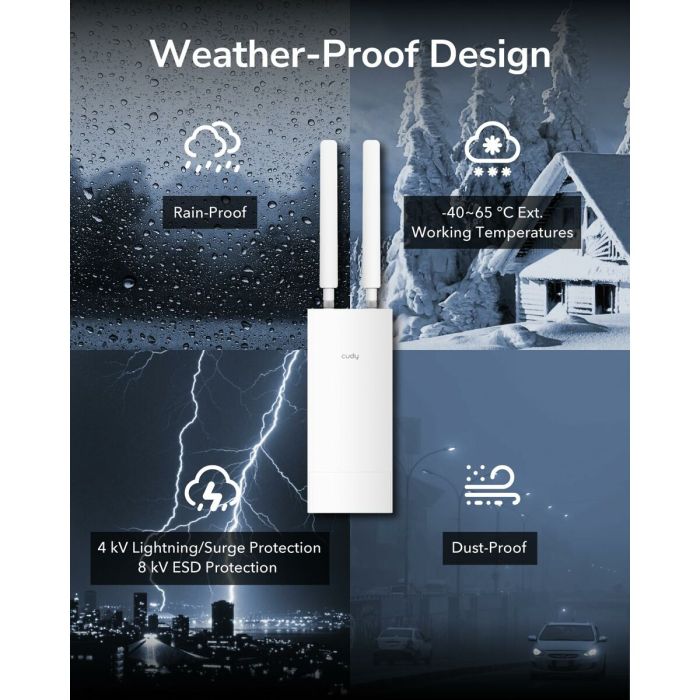 Point d'Accès Cudy AP1300 Outdoor Blanc 3 Point d'Accès Cudy AP1300 Outdoor Blanc 3