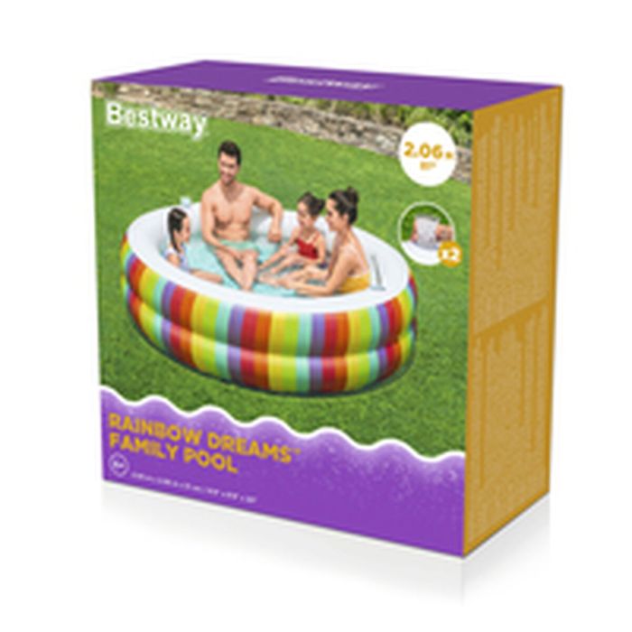Bestway Piscine Enfant 2 Arceaux Arc-en-ciel 206x206x51cm +6 Ans Jardin 54443 4