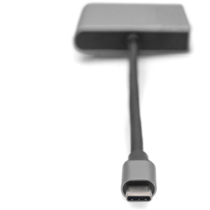 USB-C Adapter DIGITUS 2x HDMI Adapter 18cm 4K/30Hz Silber Aluminium Gehäuse 4