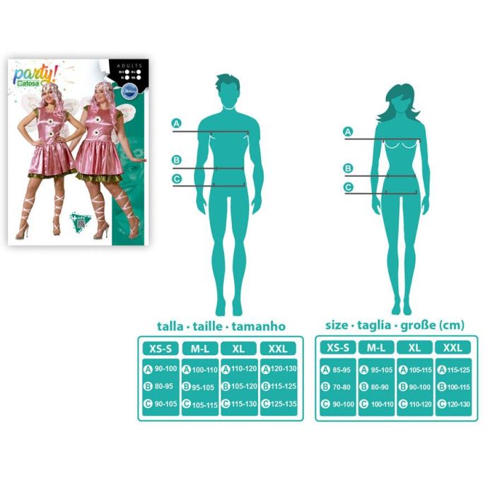 Déguisement Fée Adulte Femme Rose Brillant avec Ailes - Taille M-L