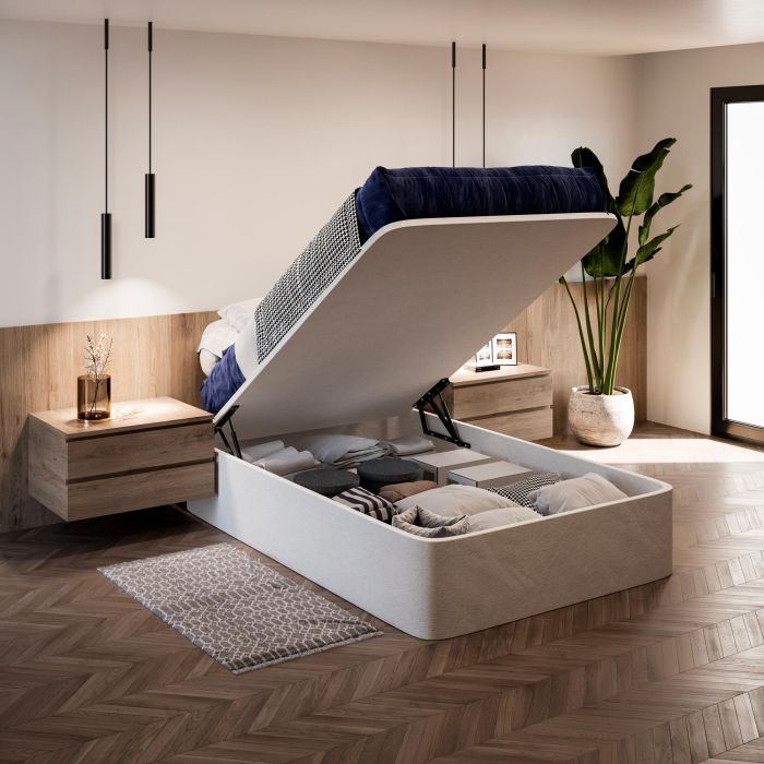 Emuca Jeu de levage pour lits lits, ouverture frontale, pour lits de 135 cm, Acier, Peint en noir 1