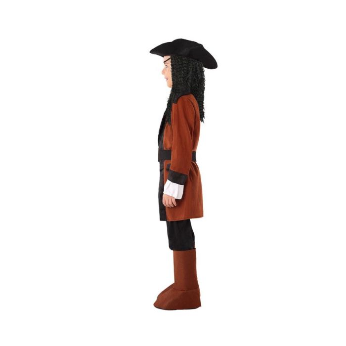 Déguisement Pirate Enfant Marron 7-9 Ans - Ensemble 6 Pièces (Pantalon, Casaque, Ceinture, Cubrebotas, Chapeau) en Polyester